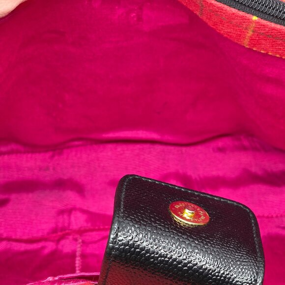 Buzz by Jane Fox Red Plaid Tweed Crossbody Satchel Tote Preppy Academia Y2K - Picture 9 of 16